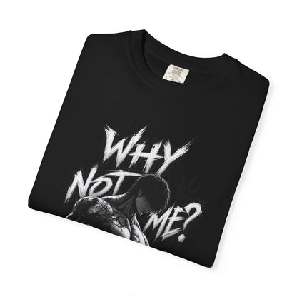 Black t-shirt with humorous golf-themed graphic and text on a white background