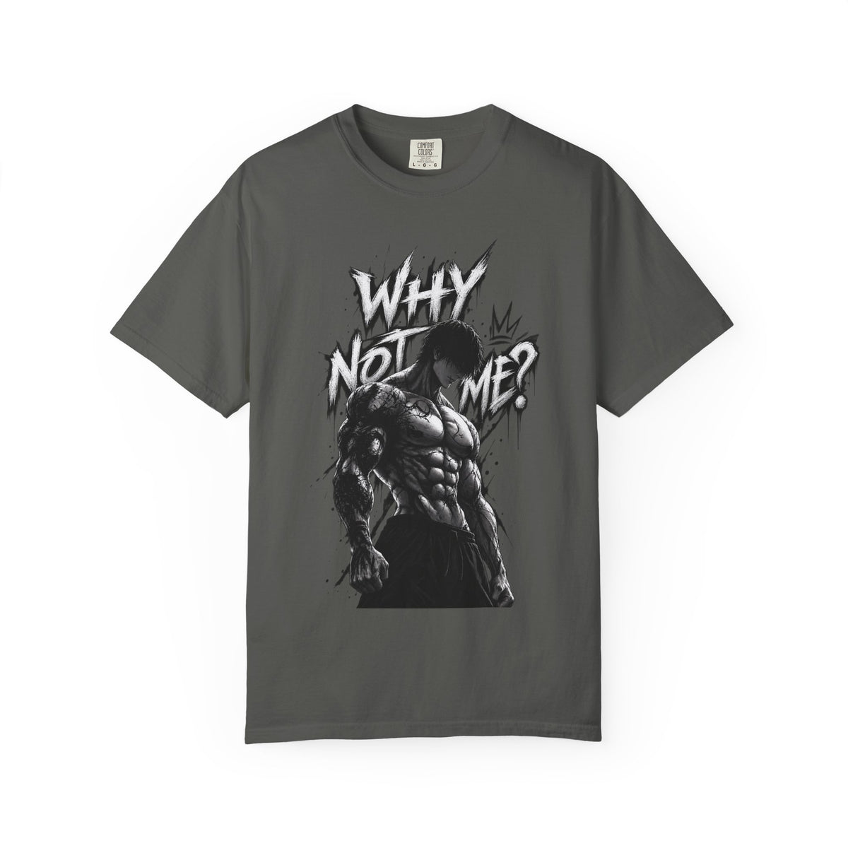 A dark gray crewneck t-shirt featuring a distressed white graphic print of a boot sole and the words 'STOMPING GROUND' on the front, displayed against a solid white background.